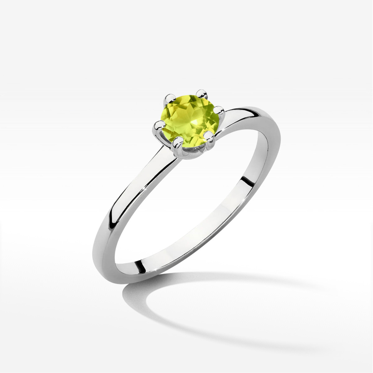 Pierścionek z białego złota z oliwinem - próba 585 0,60CT w0535.B3.PEG.03
