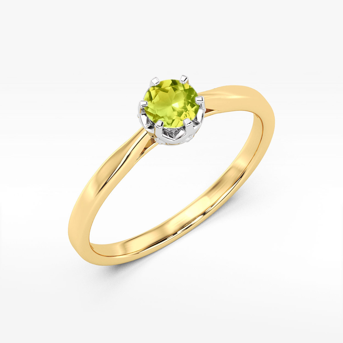 Pierścionek z żółtego złota z oliwinem - próba 585 0,66CT w0539.Z3.PEG.02