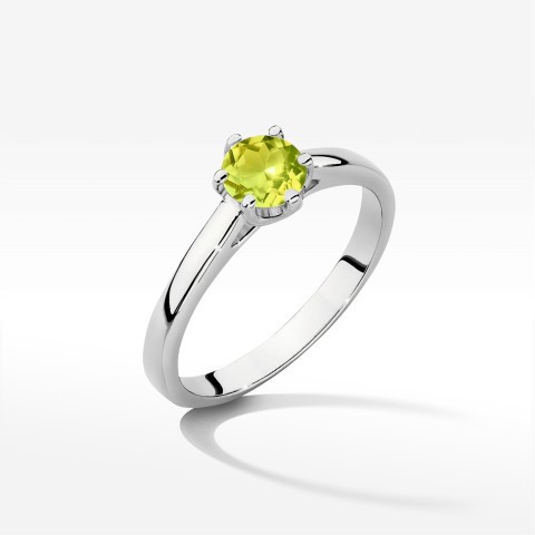 Pierścionek z białego złota z oliwinem - próba 585 0,60CT w0540.B3.PEG.03