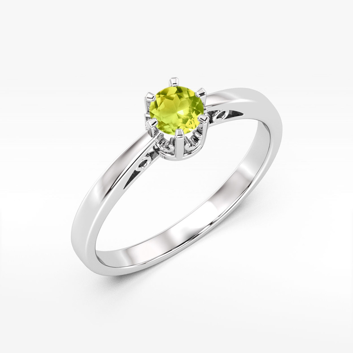 Pierścionek z białego złota z oliwinem - próba 585 0,60CT w0542.B3.PEG.02