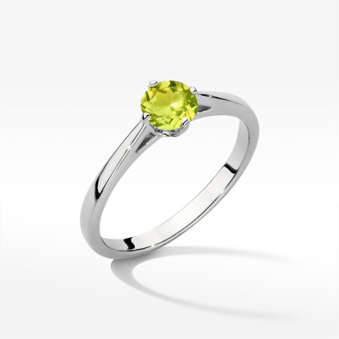 Pierścionek z białego złota z oliwinem - próba 585 0,60CT w0543.B3.PEG.02