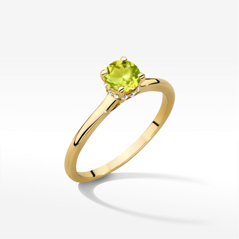 Pierścionek z żółtego złota z oliwinem - próba 585 0,66CT w0547.Z3.PEG.02