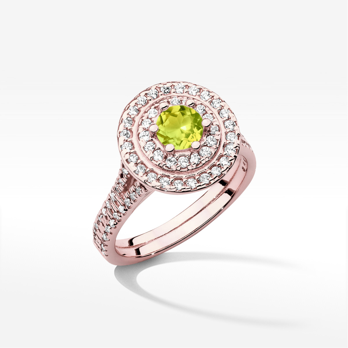 Pierścionek z różowego złota z oliwinem - próba 585 1,213CT w0549.R3.PEG.02
