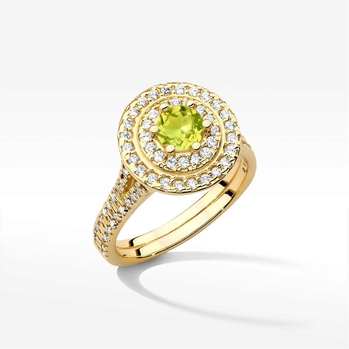 Pierścionek z żółtego złota z oliwinem - próba 585 1,213CT w0549.Z3.PEG.02