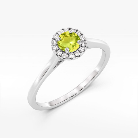 Pierścionek z białego złota z oliwinem - próba 585 0,72CT w0550.B3.PEG.02