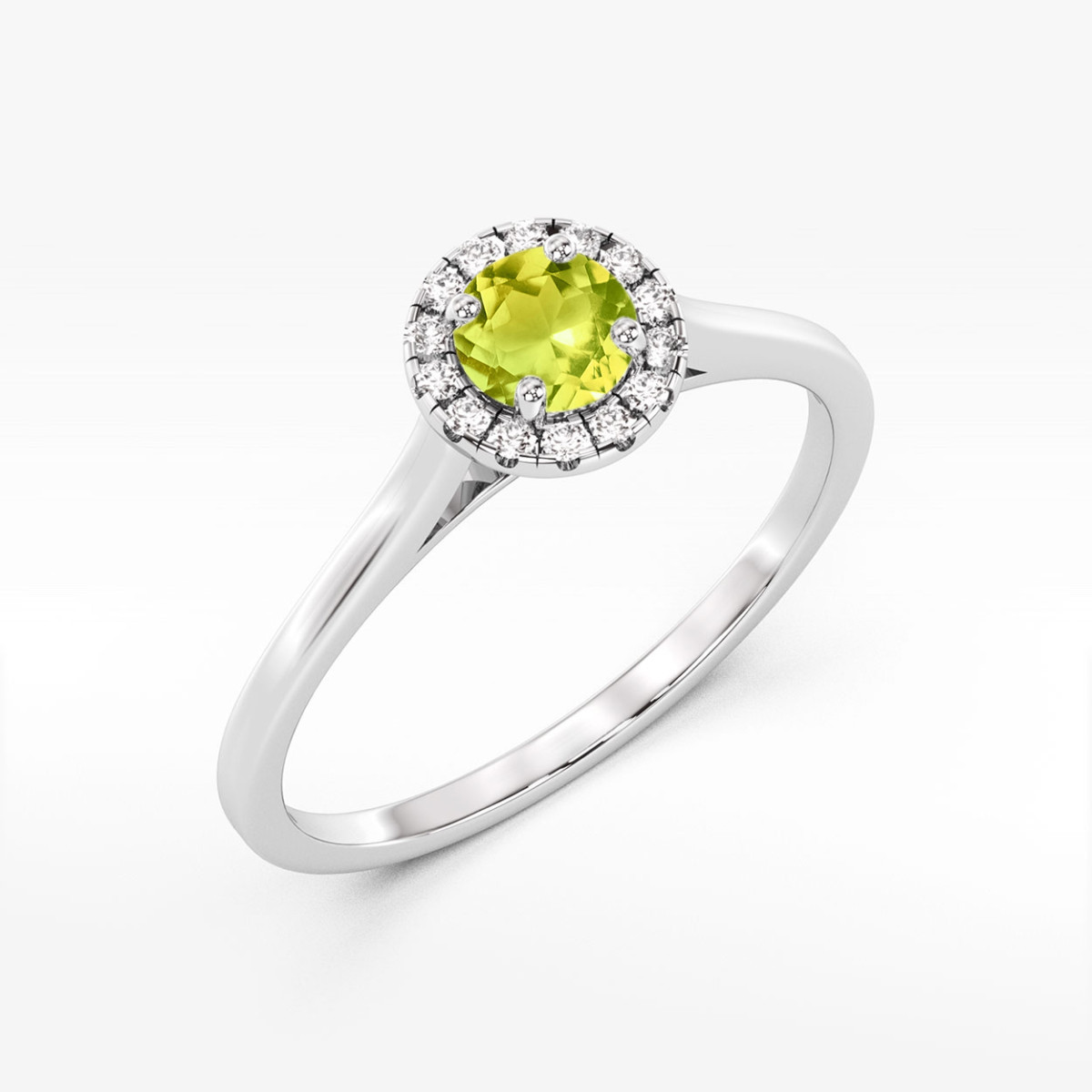 Pierścionek z białego złota z oliwinem - próba 585 0,72CT w0550.B3.PEG.02