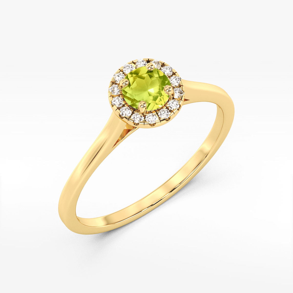 Pierścionek z żółtego złota z oliwinem - próba 585 0,72CT w0550.Z3.PEG.02
