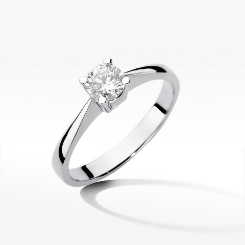 Pierścionek z białego złota z diamentem - próba 585 0,50CT W-404B