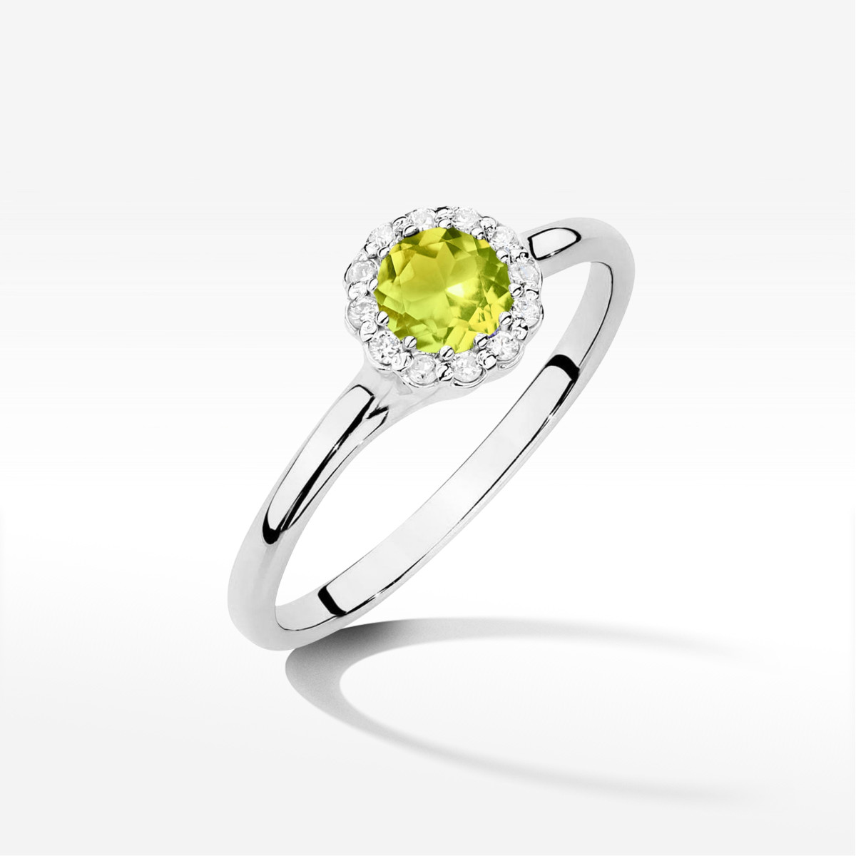 Pierścionek z białego złota z oliwinem - próba 585 0,703CT W0622.B3.PEG.01