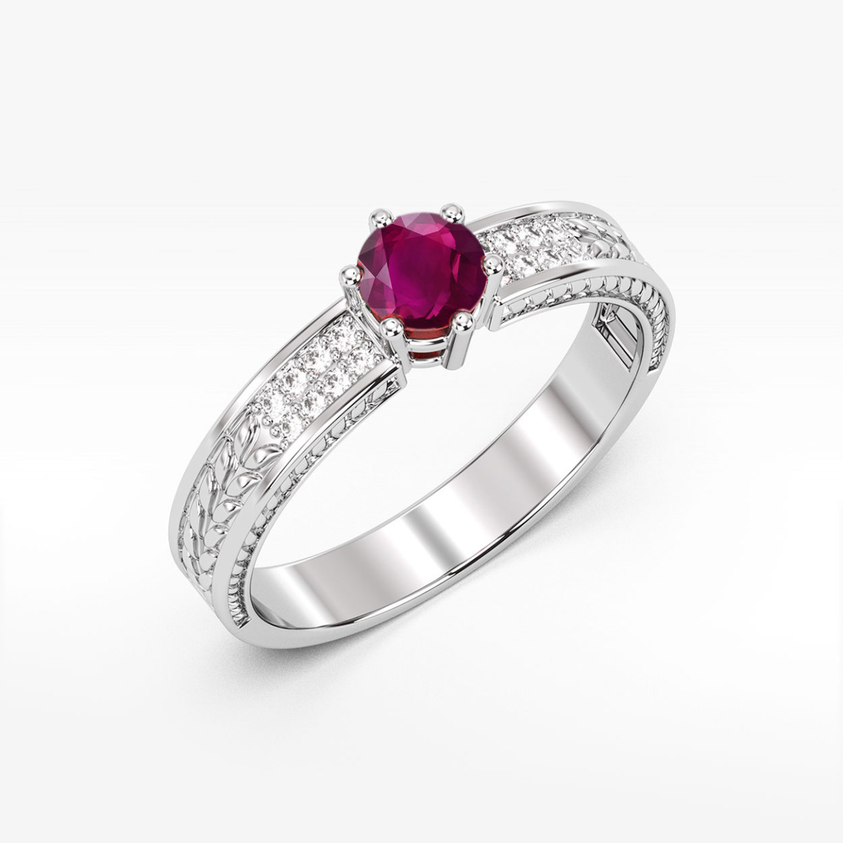 Pierścionek z białego złota z rodolitem - próba 585 0,68CT PV-111.B3.RHR.01