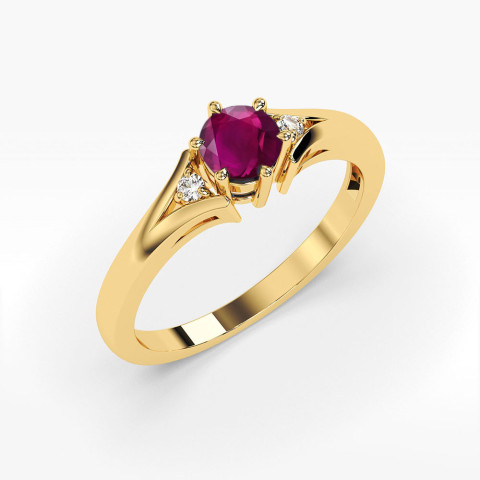 Pierścionek PV-068 Rodolit 0,60ct żółte złoto