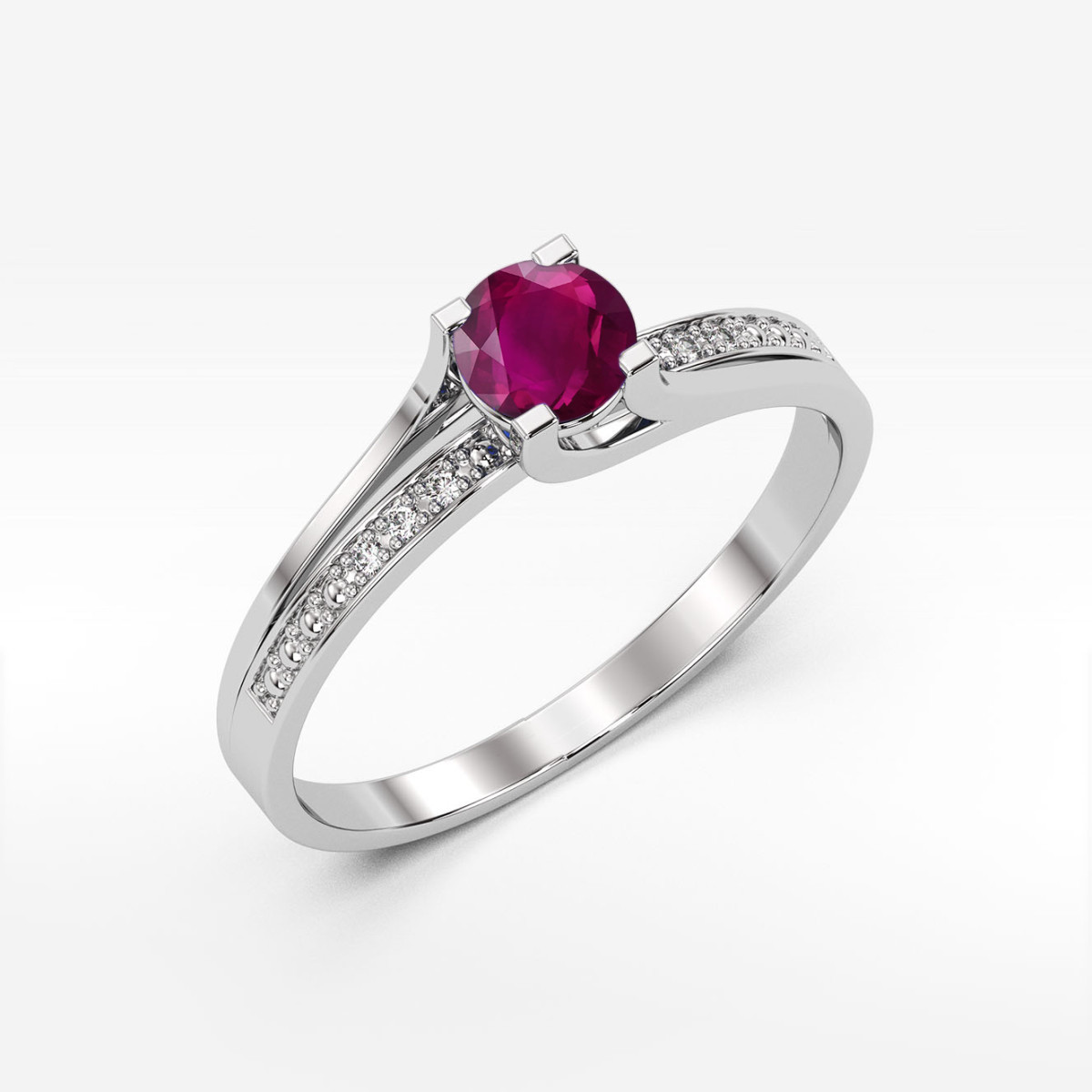 Pierścionek z białego złota z rodolitem - próba 585 0,63CT PV-084.B3.RHR.01