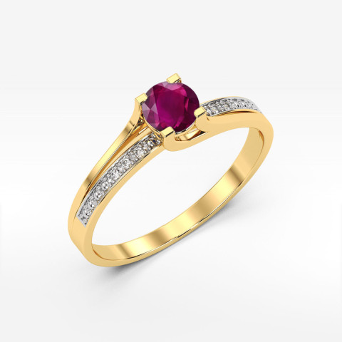 Pierścionek z żółtego złota z rodolitem - próba 585 0,63CT PV-084.Z3.RHR.01