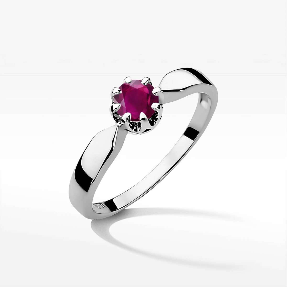 Pierścionek z białego złota z rodolitem - próba 585 0,60CT w0228.B3.RHR.07