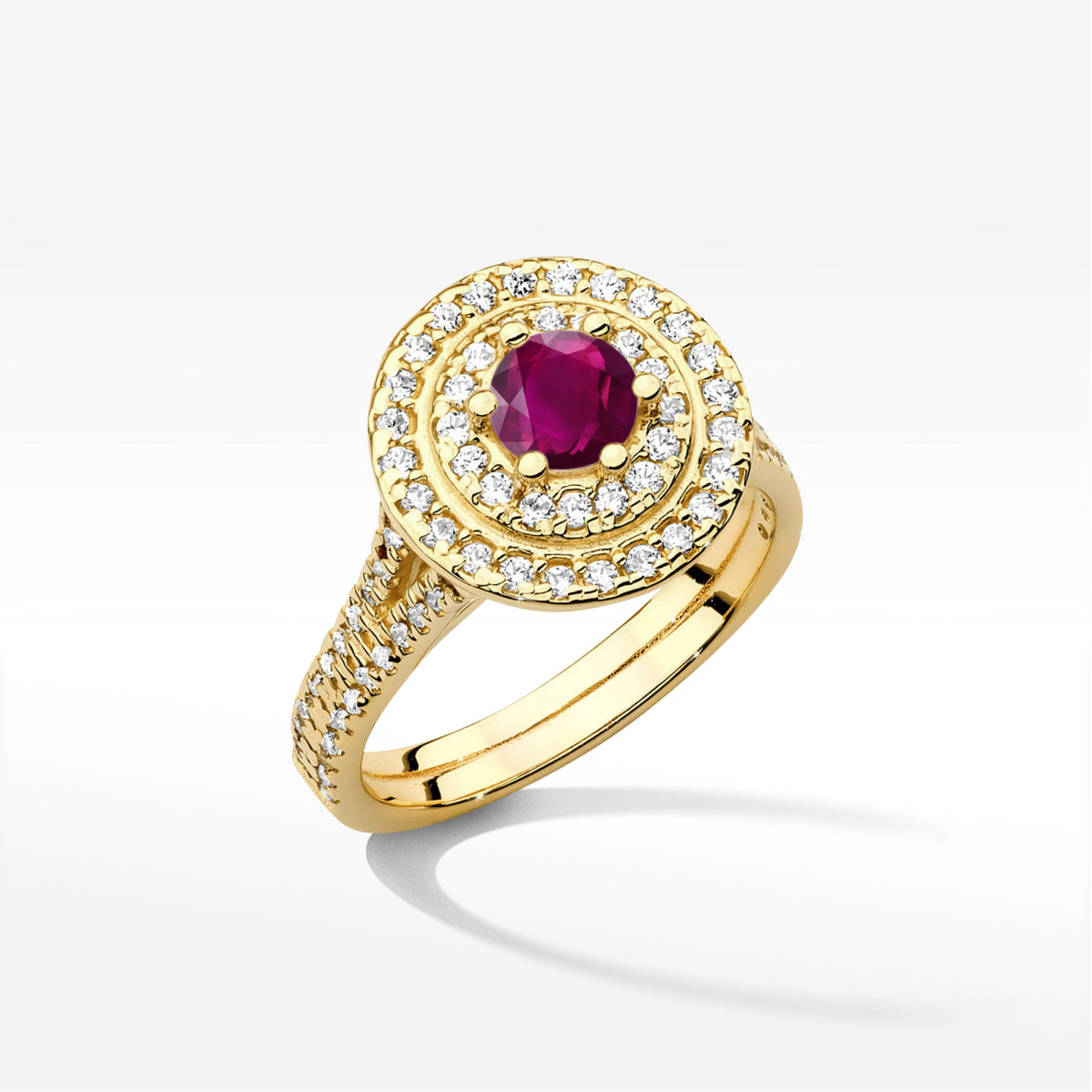 Pierścionek z żółtego złota z rodolitem - próba 585 1,213CT w0549.Z3.RHR.02