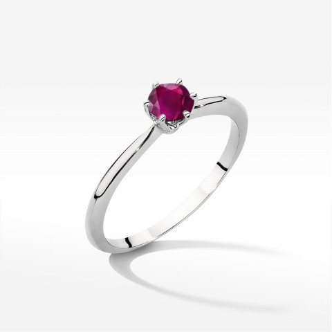 Pierścionek z białego złota z rodolitem - próba 585 0,60CT W0553.B3.RHR.02