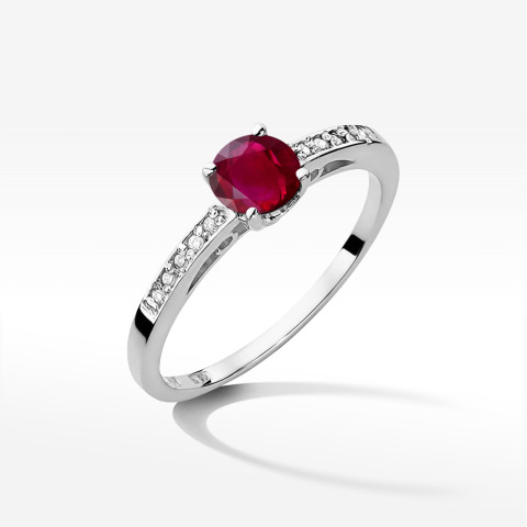 Pierścionek z białego złota z rubinem - próba 585 0,65CT PV-057BR