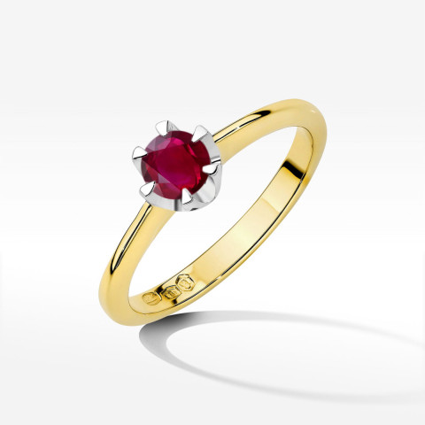 Pierścionek z żółtego złota z rubinem - próba 585 0,60CT w0220.Z3.RUR.10