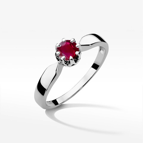 Pierścionek z białego złota z rubinem - próba 585 0,60CT w0228.B3.RUR.07