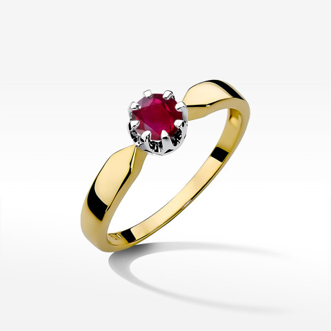 Pierścionek z żółtego złota z rubinem - próba 585 0,60CT w0228.Z3.RUR.07