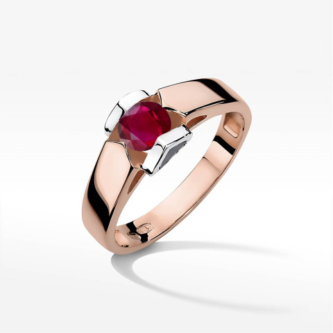 Pierścionek z różowego złota z rubinem - próba 585 0,60CT w0320.R3.RUR.09