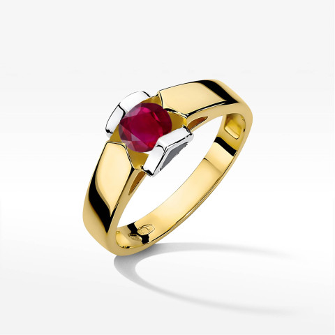 Pierścionek z żółtego złota z rubinem - próba 585 0,60CT w0320.Z3.RUR.09