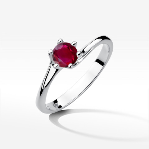 Pierścionek z białego złota z rubinem - próba 585 0,60CT w0423.B3.RUR.01
