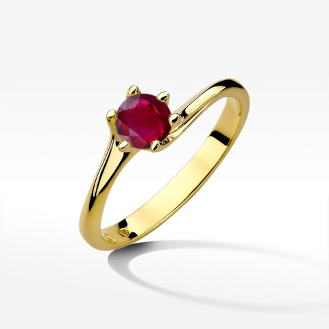 Pierścionek z żółtego złota z rubinem - próba 585 0,60CT w0423.Z3.RUR.01