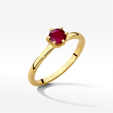 Pierścionek z żółtego złota z rubinem - próba 585 0,60CT w0535.Z3.RUR.03