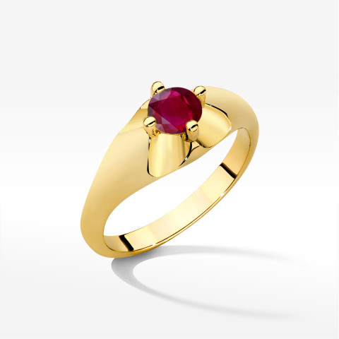 Pierścionek z żółtego złota z rubinem - próba 585 0,60CT w0545.Z3.RUR.02