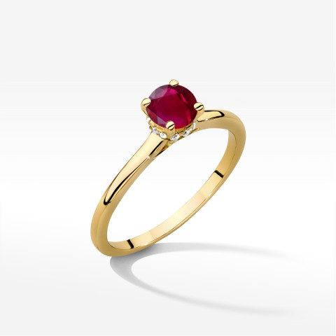 Pierścionek z żółtego złota z rubinem - próba 585 0,66CT w0547.Z3.RUR.02
