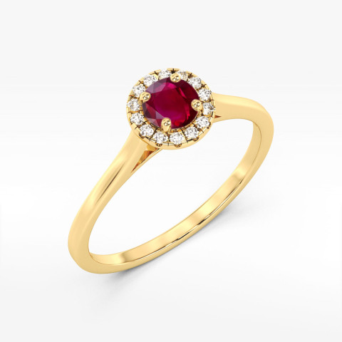 Pierścionek z żółtego złota z rubinem - próba 585 0,72CT w0550.Z3.RUR.02
