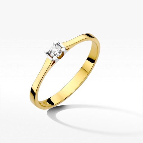 Pierścionek z żółtego złota z diamentem - próba 585 0,09CT W-407A