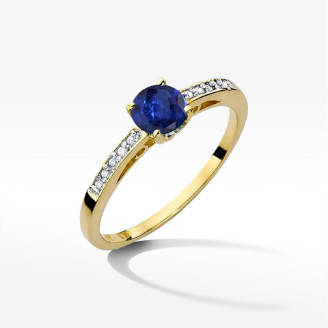Pierścionek z żółtego złota z szafirem - próba 585 0,55CT PV-057AS