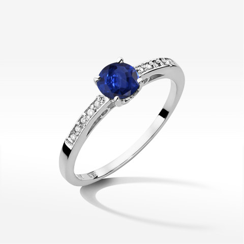 Pierścionek z białego złota z szafirem - próba 585 0,55CT PV-057BS
