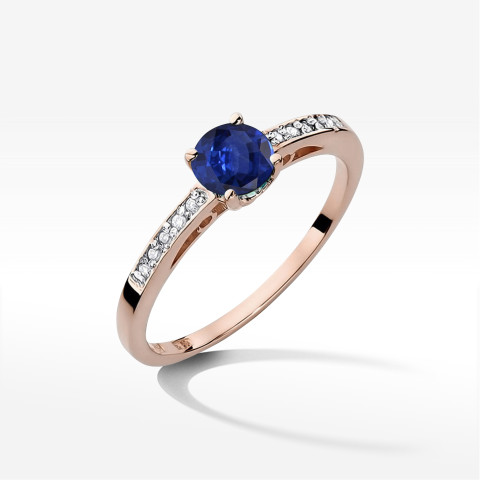 Pierścionek z różowego złota z szafirem - próba 585 0,55CT PV-057CS