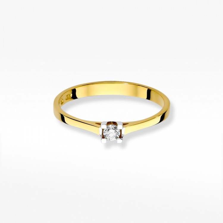 Pierścionek z żółtego złota z diamentem - próba 585 0,09CT W-407A