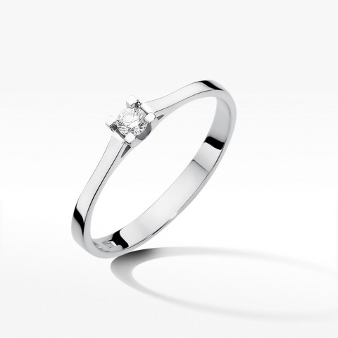 Pierścionek z białego złota z diamentem - próba 585 0,09CT W-407B