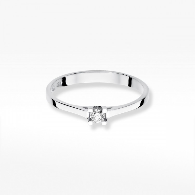 Pierścionek z białego złota z diamentem - próba 585 0,09CT W-407B
