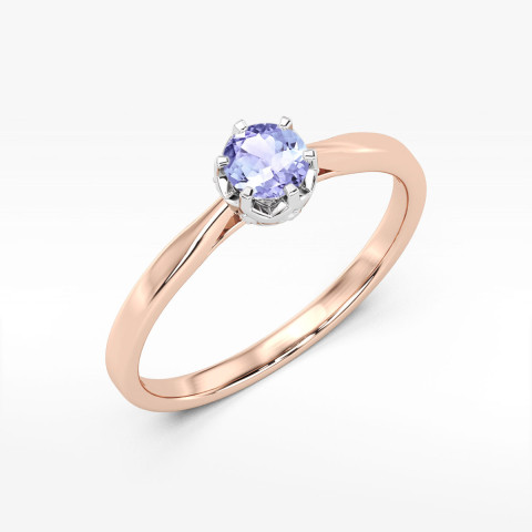 Pierścionek z różowego złota z tanzanitem - próba 585 0,56CT w0539.R3.TAP.02