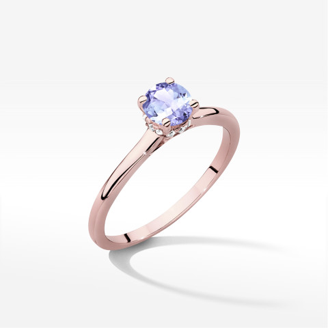 Pierścionek z różowego złota z tanzanitem - próba 585 0,56CT w0547.R3.TAP.02