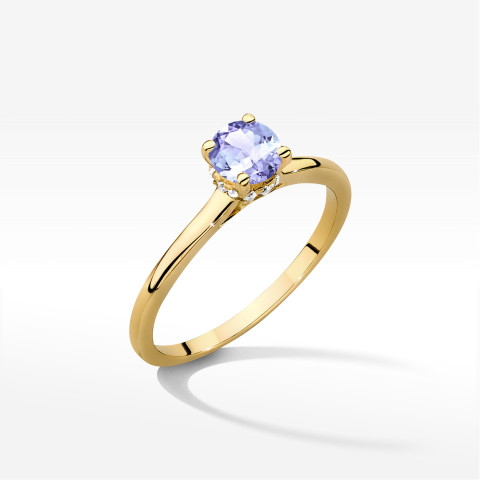 Pierścionek z żółtego złota z tanzanitem - próba 585 0,56CT w0547.Z3.TAP.02