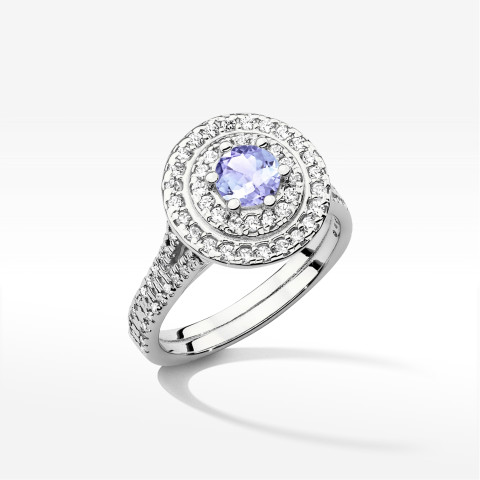 Pierścionek z białego złota z tanzanitem - próba 585 1,113CT w0549.B3.TAP.02