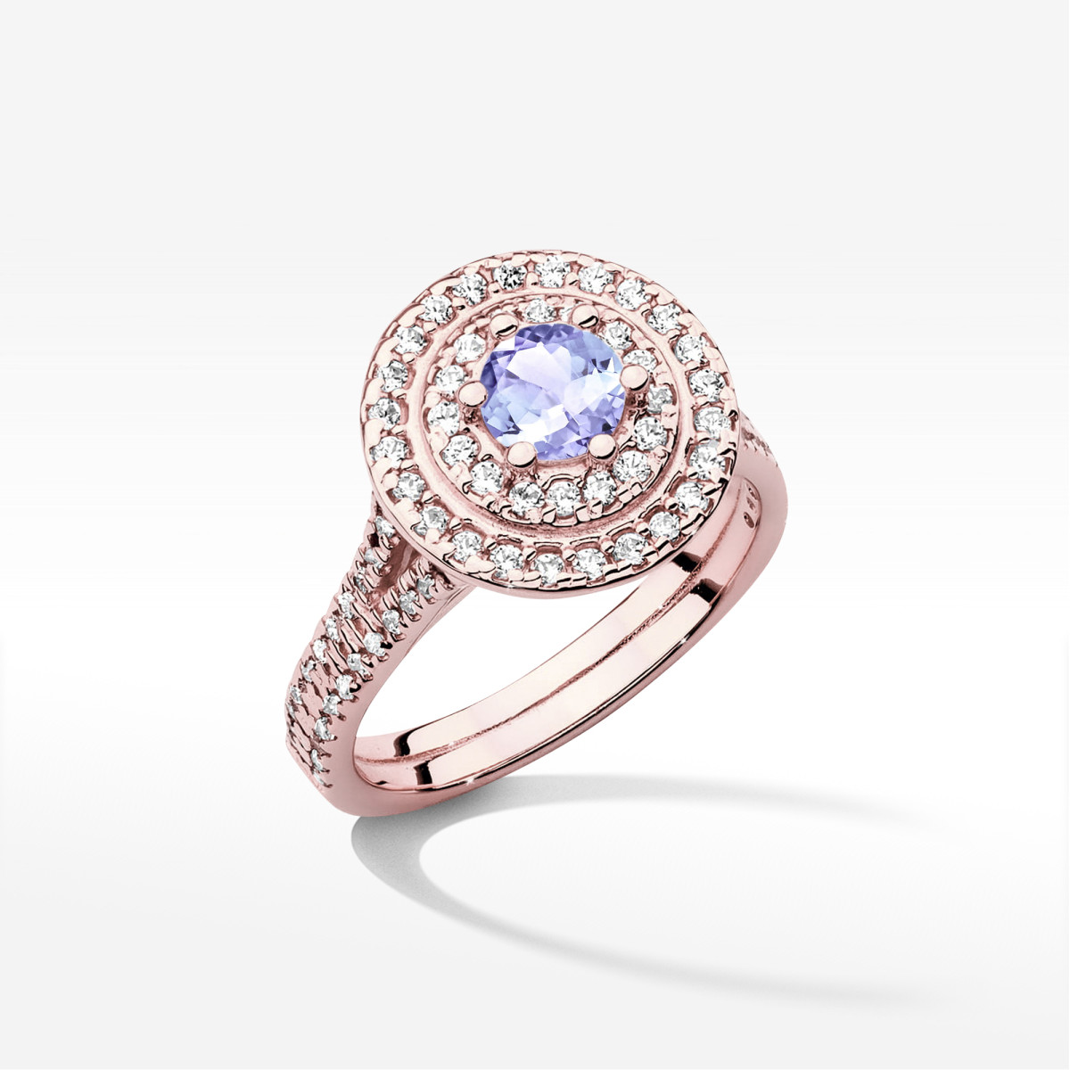 Pierścionek z różowego złota z tanzanitem - próba 585 1,113CT w0549.R3.TAP.02