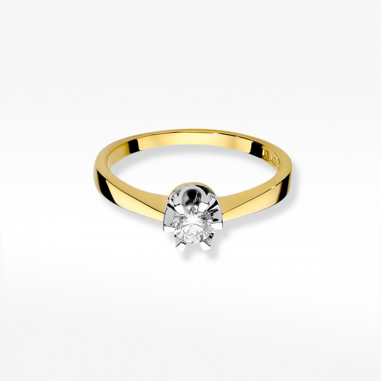 Pierścionek z żółtego złota z diamentem - próba 585 0,25CT W-408A