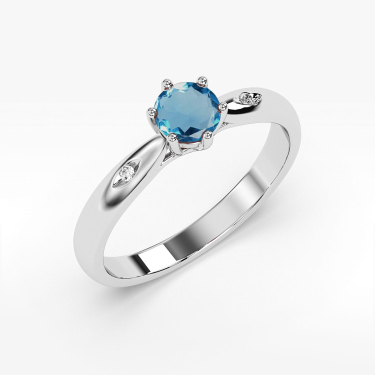 Pierścionek PV-074 Topaz London Blue 0,50ct białe złoto