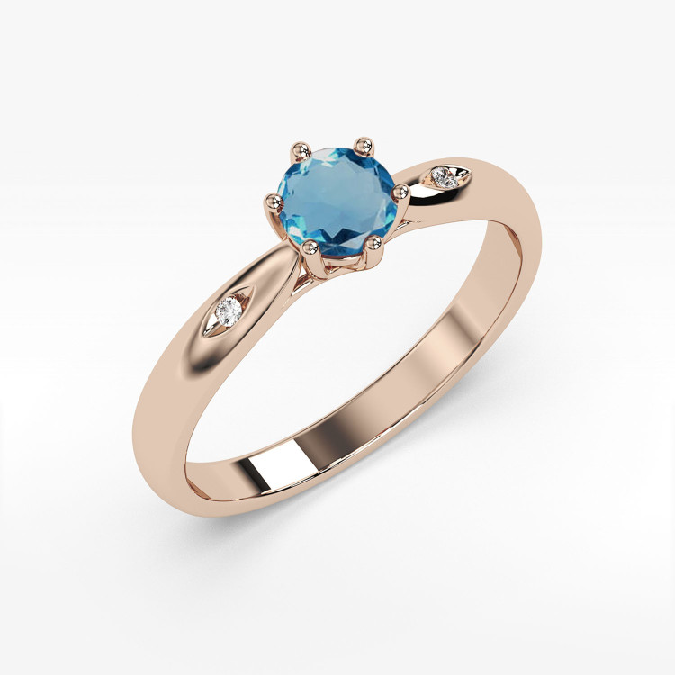 Pierścionek PV-074 Topaz London Blue 0,50ct różowe złoto