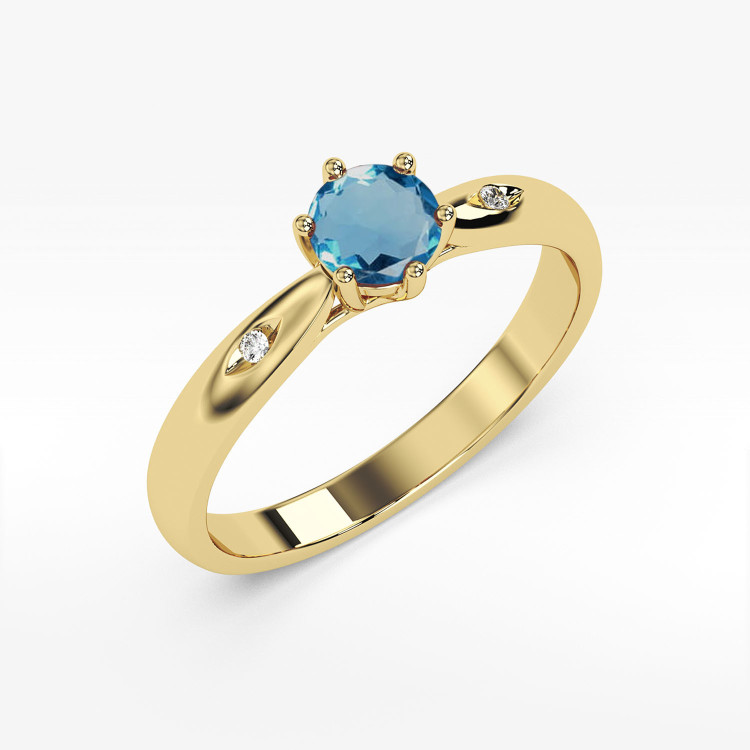 Pierścionek PV-074 Topaz London Blue 0,50ct żółte złoto