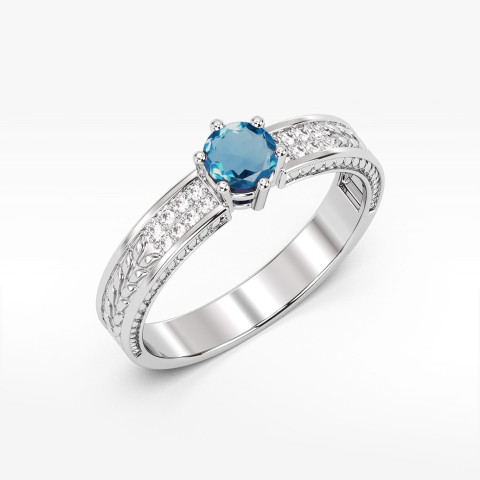 Pierścionek PV-111 Topaz London Blue 0,50ct białe złoto