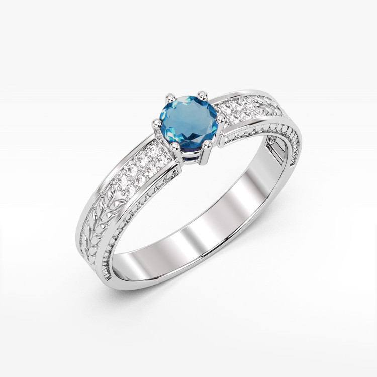 Pierścionek PV-111 Topaz London Blue 0,50ct białe złoto